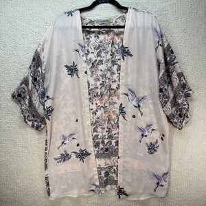 Figueroa Flower Kimono Topper Floral Print Open Front Cover‎ Up Small
